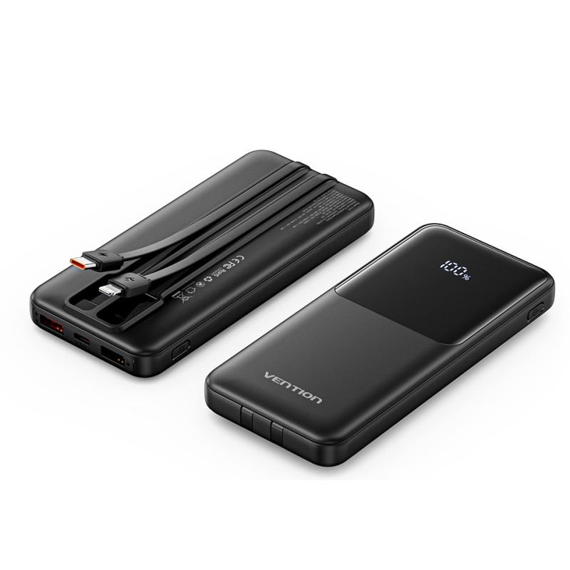 Vention Powerbank 10000mAh 22.5W Built-in USB-C+Lightning - FHOB0 - Black — Buy in Cyprus with Fast Delivery