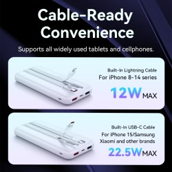 Vention Powerbank 10000mAh 22.5W Built-in USB-C+Lightning - FHOB0 - Black — Buy in Cyprus with Fast Delivery