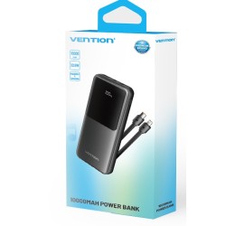 Vention Powerbank 10000mAh 22.5W Built-in USB-C+Lightning - FHOB0 - Black — Buy in Cyprus with Fast Delivery