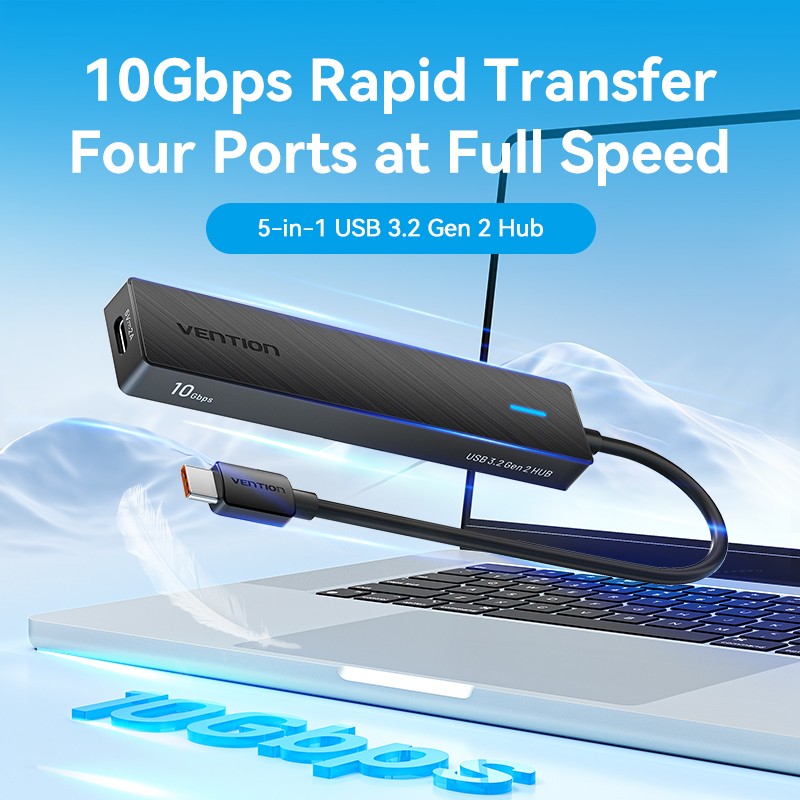 Vention IT HUB USB-C 2xA 2xC 3.2 Gen2 - CHYBB - USB-C 2xA 2xC 3.2 Gen2 + USBC Power Port — Buy in Cyprus with Fast Delivery