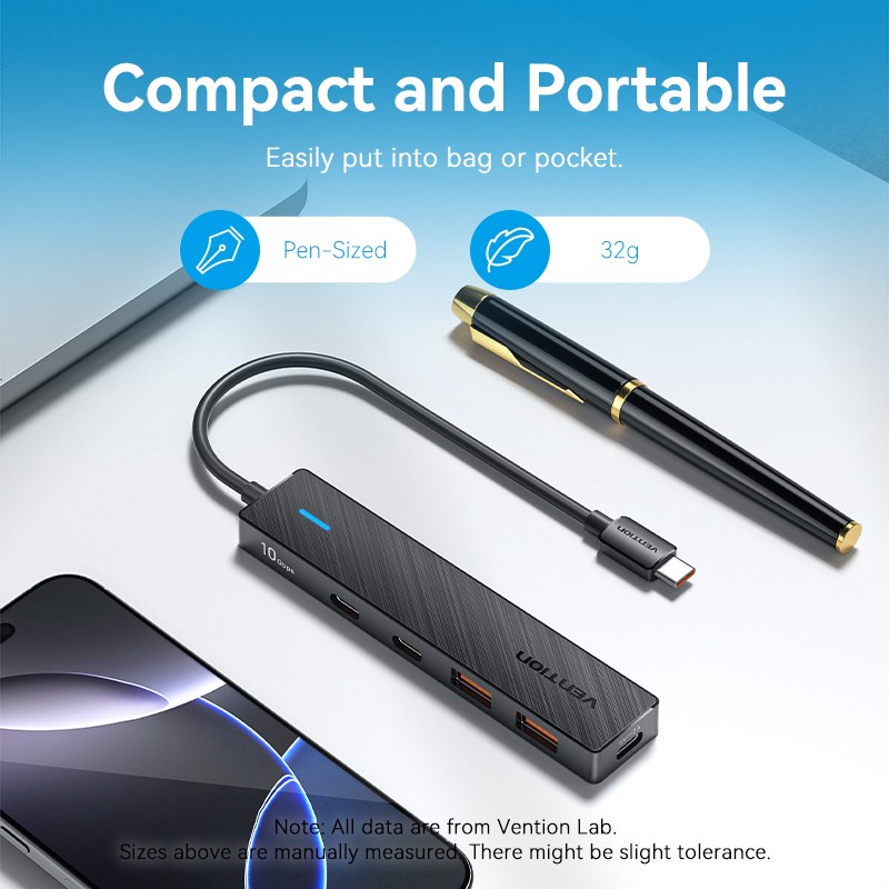 Vention IT HUB USB-C 2xA 2xC 3.2 Gen2 - CHYBB - USB-C 2xA 2xC 3.2 Gen2 + USBC Power Port — Buy in Cyprus with Fast Delivery