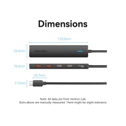 Vention IT HUB USB-C 2xA 2xC 3.2 Gen2 - CHYBB - USB-C 2xA 2xC 3.2 Gen2 + USBC Power Port — Buy in Cyprus with Fast Delivery