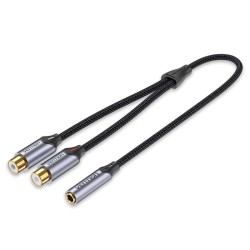 Vention AUDIO 3.5mm F to 2-RCA F Cable - BCOHY - Braided Alum 0.3m — Buy in Cyprus with Fast Delivery