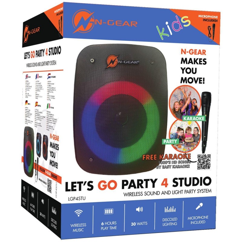N-Gear Karaoke Speaker - LGP4 - Kids Portable Karaoke Speaker with BT & USB including 1x Wired Microphone