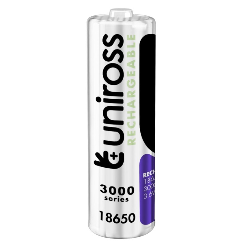 Uniross Rechargeable 18650BT Lithium Battery 3000mAh - U1BT1830SP - Rechargeable 18650BT Lithium Battery 3000mAh