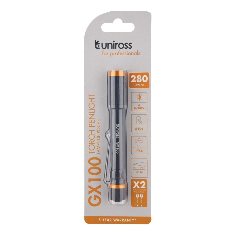 Uniross Penlight - GX100 - IPX4 Waterproof Torch 280 lumens 90m Beam (Incl 2xAA) — Buy in Cyprus with Fast Delivery