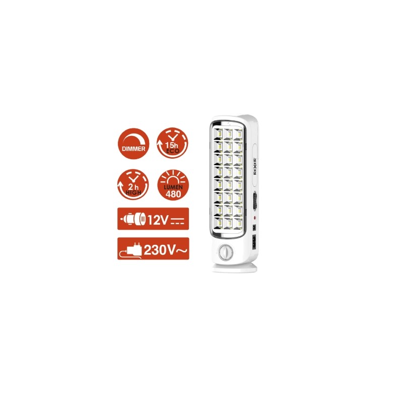 REXER Emergency Lamp - RX4224 - 7.5W 24 LED Rechargeable — Buy in Cyprus with Fast Delivery