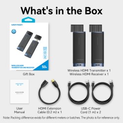 Vention HDMI Wireless Transmitter-Receiver Kit 5GHz 1080p Blue - ADCL0 - HDMI Wireless Transmitter-Receiver Kit 5GHz 1080p Blue