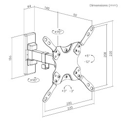 Brateck TV Mount - LDA21-221 - 20x20 Turn 1-Arm — Buy in Cyprus with Fast Delivery