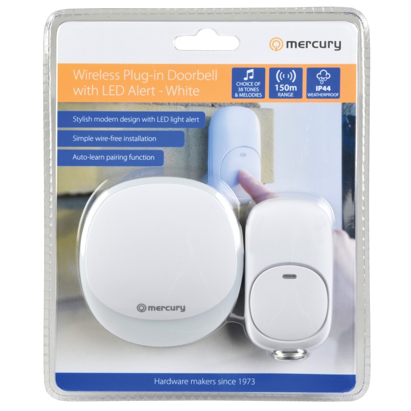 Mercury Wireless Plug-in Doorbell White - 350.310UK - Wireless Plug-in Doorbell White — Buy in Cyprus with Fast Delivery