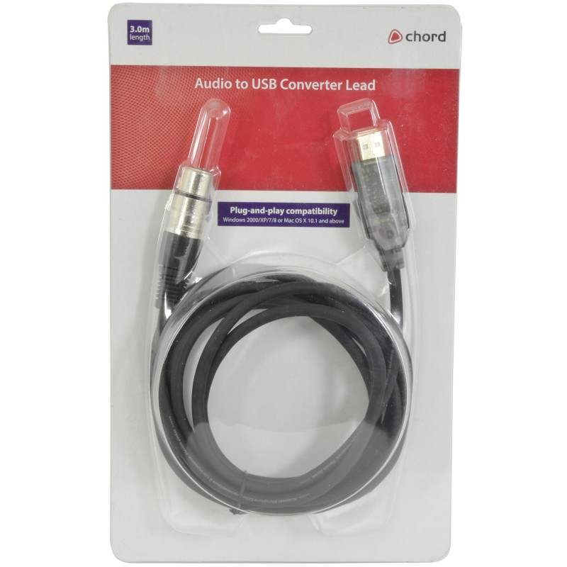 Chord XLR to USB Converter - 173.616UK - 3.0m for Recording an Instrument or Microphone to the PC