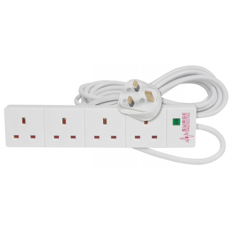 Mercury 4Gang with Surge Protector - 430.009UK - 2.0m in Polybag — Buy in Cyprus with Fast Delivery