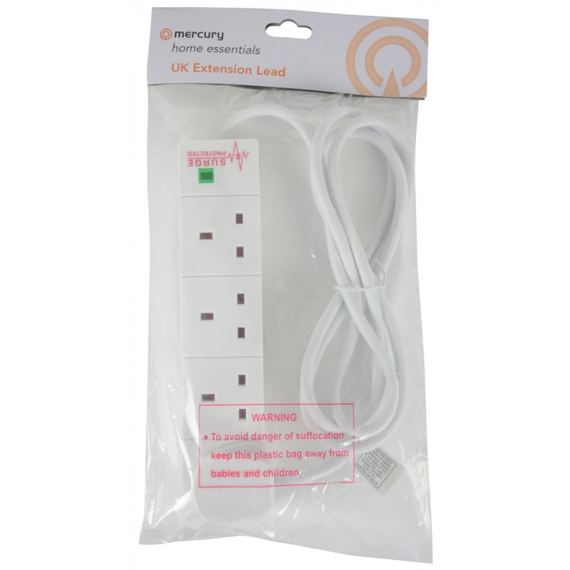Mercury 4Gang with Surge Protector - 430.009UK - 2.0m in Polybag — Buy in Cyprus with Fast Delivery
