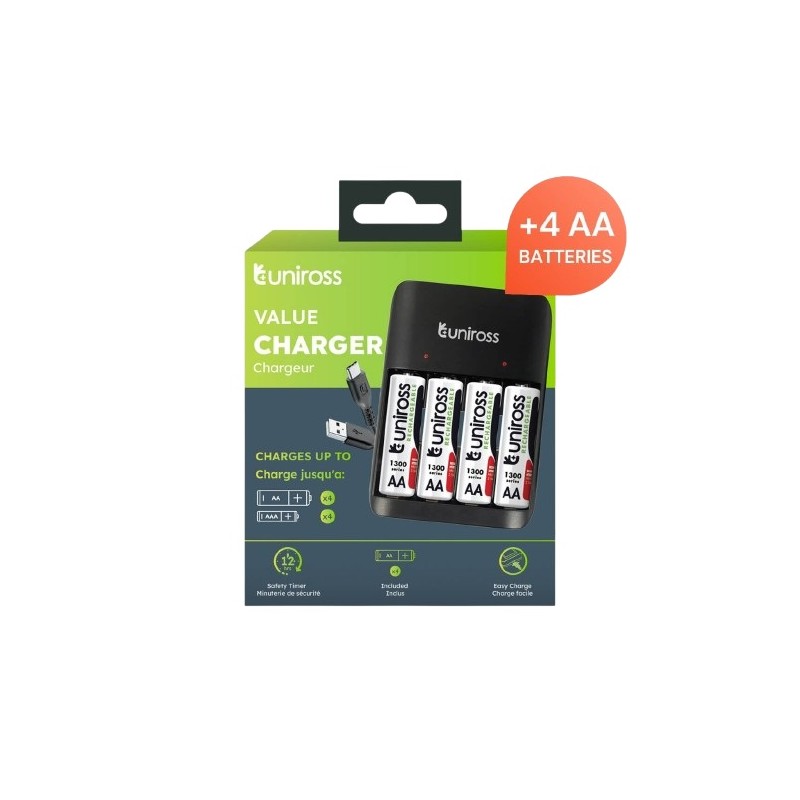 Uniross USB Charger - UCU010A - for AA AAA + 4xAA Batteries — Buy in Cyprus with Fast Delivery