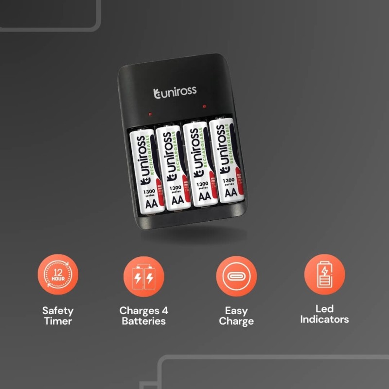 Uniross USB Charger - UCU010A - for AA AAA + 4xAA Batteries — Buy in Cyprus with Fast Delivery