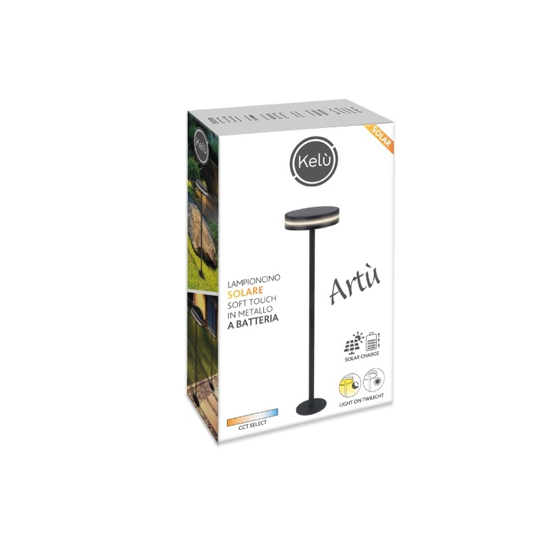 KELU Solar & USB Rechargeable Lamp - ARTU - IP54 140lm 3000mAh Black — Buy in Cyprus with Fast Delivery