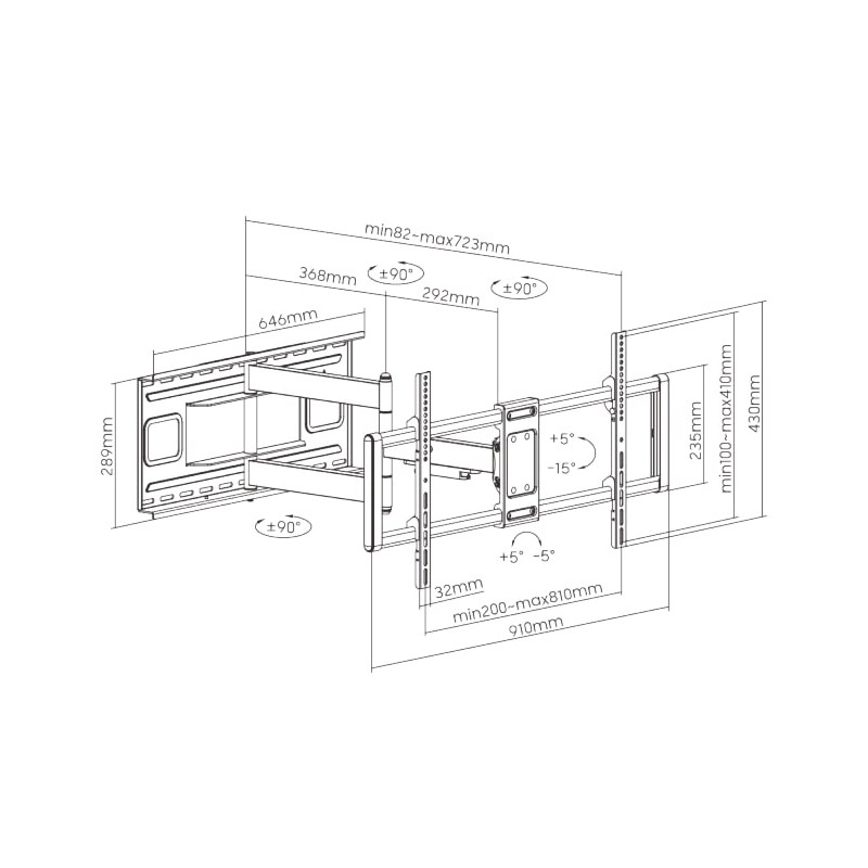 Brateck TV Mount - LPA77-483 - 80x40 Turn 2-Arm 72cm 80kg — Buy in Cyprus with Fast Delivery