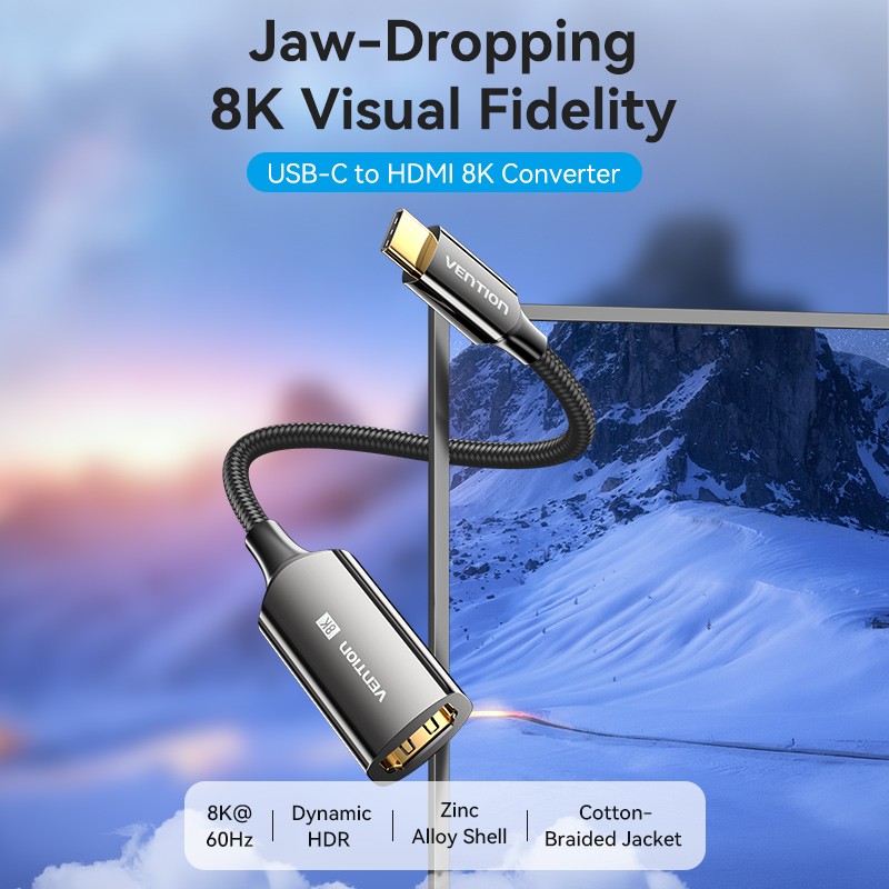 Vention Converter USB-C to HDMI Adaptor - CRDBC - 0.25m 8K60Hz Metal — Buy in Cyprus with Fast Delivery