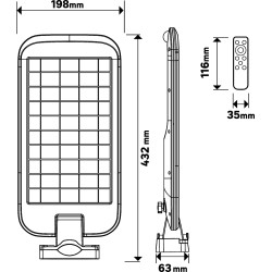 GBC ON SURF Pole Mounted 100W Solar Dimmable LED Light - Pole Mounted, 100W, Solar, Dimmable LED Light, PIR, Remote Control