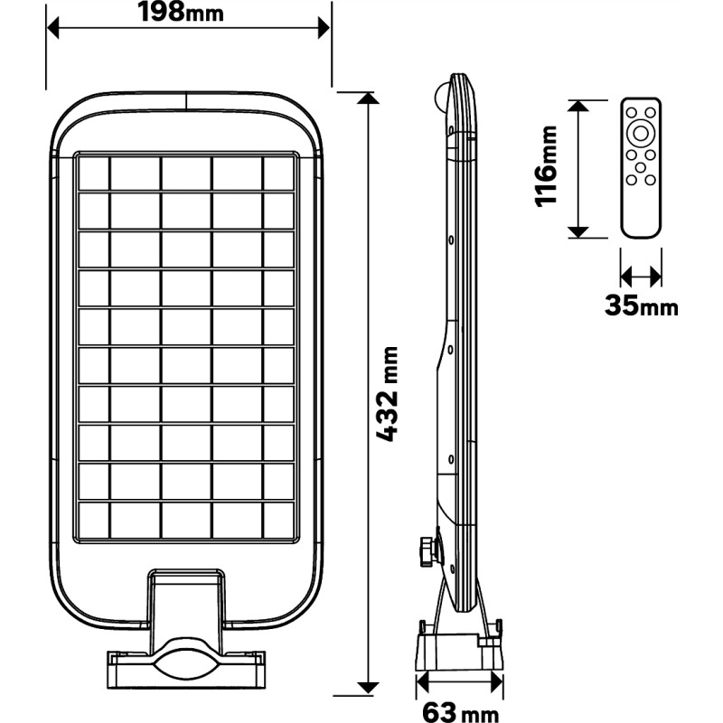 GBC ON SURF Pole Mounted 100W Solar Dimmable LED Light - Pole Mounted, 100W, Solar, Dimmable LED Light, PIR, Remote Control