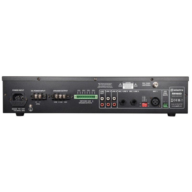 Adastra PA 100V Amplifier - RM480D - 480W FM DAB USB BT 4Z 953.227UK — Buy in Cyprus with Fast Delivery