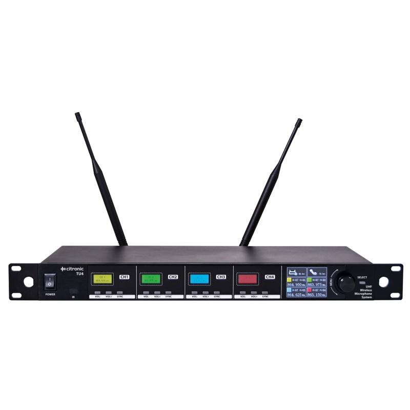 Citronic Quad True Diversity Multi-UHF Wireless Microphone System (4 x Handhelds) - TU4-H - Quad True Diversity Multi-UHF