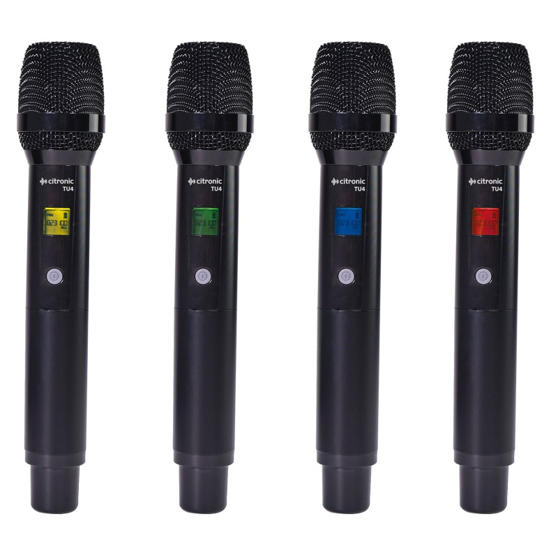 Citronic Quad True Diversity Multi-UHF Wireless Microphone System (4 x Handhelds) - TU4-H - Quad True Diversity Multi-UHF