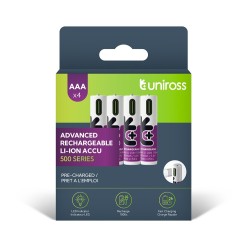 Uniross Rechargeable USB-C Lithium AAA Batteries - 4pack — Buy in Cyprus with Fast Delivery