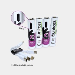 Uniross Rechargeable USB-C Lithium AAA Batteries - 4pack — Buy in Cyprus with Fast Delivery