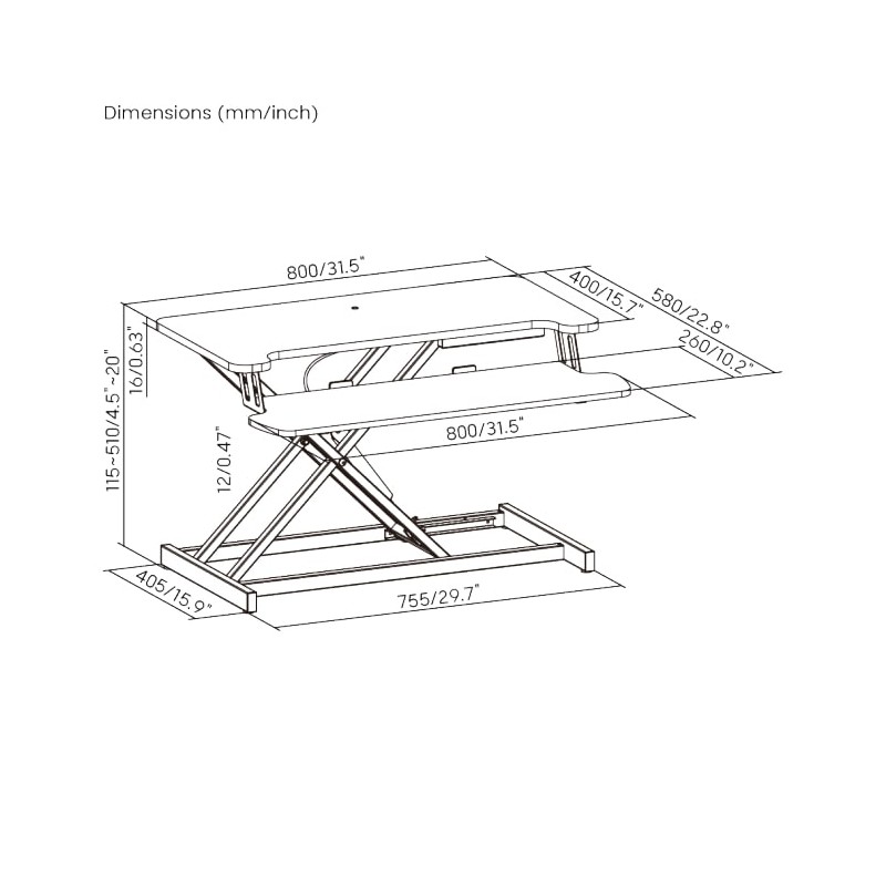 Brateck Desk Converter Sit Stand Gas Spring - DWS37-01 - 11-51cm — Buy in Cyprus with Fast Delivery