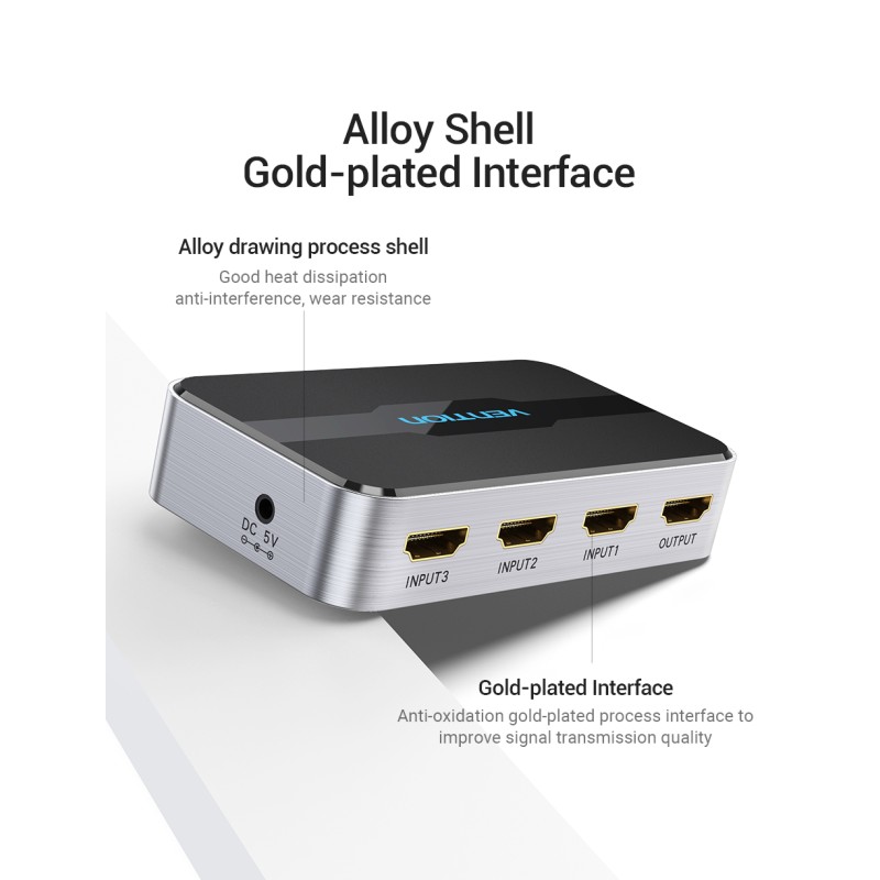 Vention HDMI Switch - AFOH0 - 3-Port 4K 2.0 w Remote Control — Buy in Cyprus with Fast Delivery