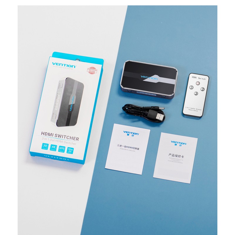 Vention HDMI Switch - AFOH0 - 3-Port 4K 2.0 w Remote Control — Buy in Cyprus with Fast Delivery
