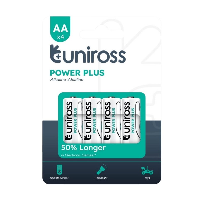 Uniross Power Plus AA Alkaline Batteries - 4 Pcs - New — Buy in Cyprus with Fast Delivery