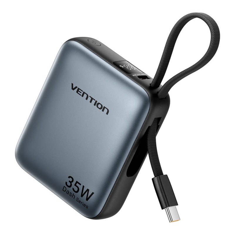 Vention Powerbank 10000mAh 35W Mini Size Built-in USBC Black - FHEH0 - 10000mAh 35W Mini Size Built-in USBC Black