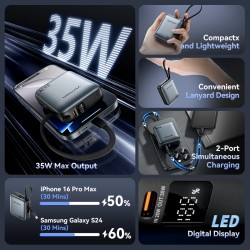 Vention Powerbank 10000mAh 35W Mini Size Built-in USBC Black - FHEH0 - 10000mAh 35W Mini Size Built-in USBC Black