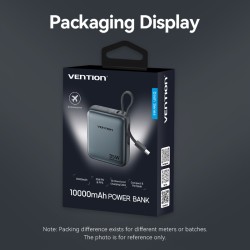 Vention Powerbank 10000mAh 35W Mini Size Built-in USBC Black - FHEH0 - 10000mAh 35W Mini Size Built-in USBC Black
