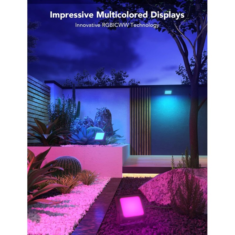 Govee Outdoor LED RGBICWW Smart Flood Lights - H7060 - Outdoor LED RGBICWW Smart Flood Lights (4pack)