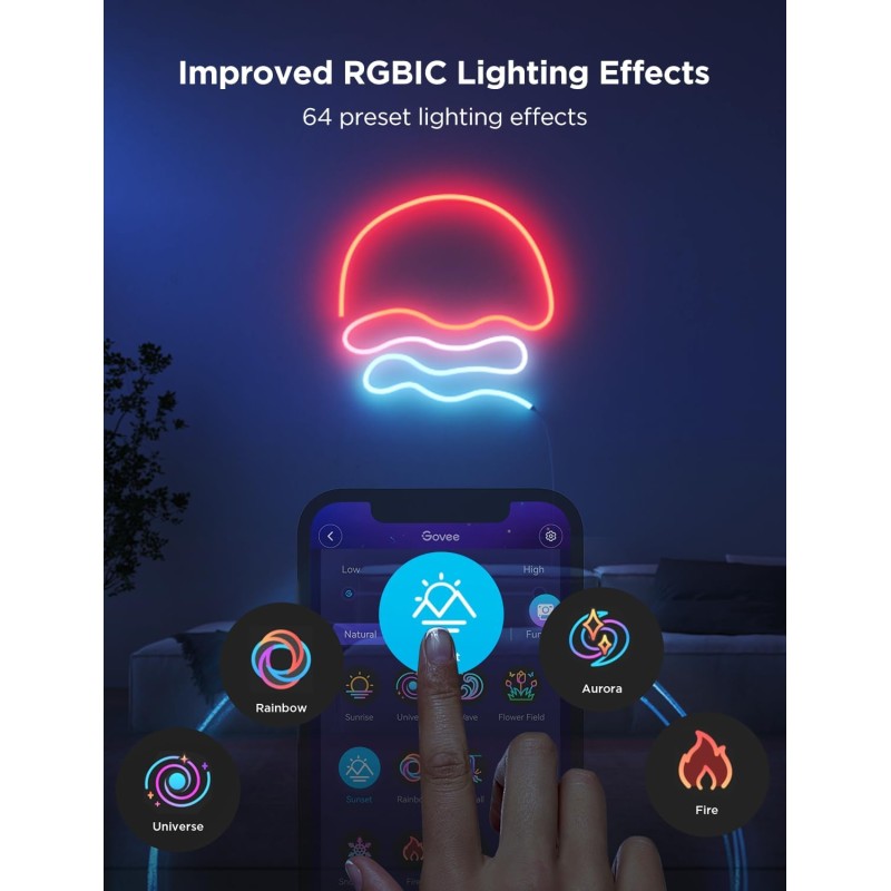 Govee Gaming Wall Neon Rope Light - H61D3 - Govee Gaming Wall Neon Rope Light 2 3m (Matter) — Buy in Cyprus with Fast Delivery