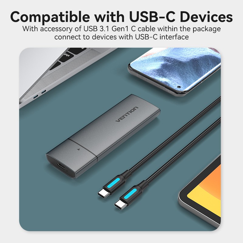Vention M.2 NVMe SSD Enclosure - KPGH0 - USB 3.1 Gen2 10Gbps Metal — Buy in Cyprus with Fast Delivery