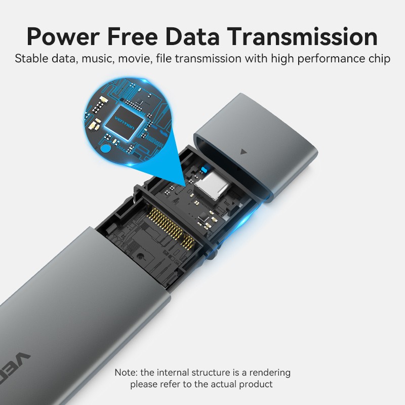 Vention M.2 NVMe SSD Enclosure - KPGH0 - USB 3.1 Gen2 10Gbps Metal — Buy in Cyprus with Fast Delivery