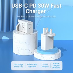 Vention Charger Wall - FAIW0-UK - 30W 1xUSBC UK Plug White — Buy in Cyprus with Fast Delivery