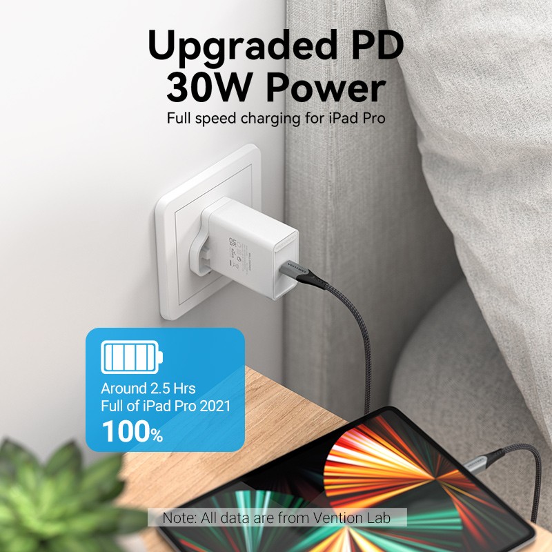 Vention Charger Wall - FAIW0-UK - 30W 1xUSBC UK Plug White — Buy in Cyprus with Fast Delivery