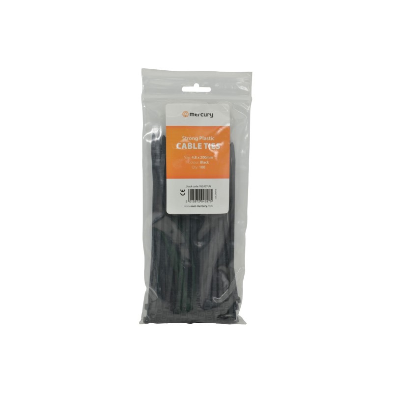 Mercury Cable Ties 4.8x200mm - 782.027UK - Black — Buy in Cyprus with Fast Delivery