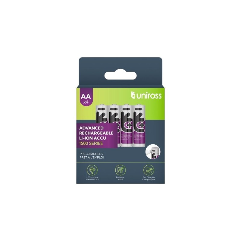 Uniross Rechargeable USB-C Lithium AA Batteries - 4pack — Buy in Cyprus with Fast Delivery