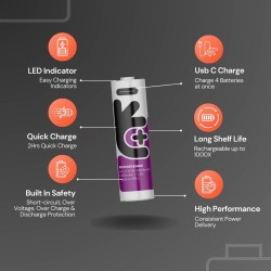 Uniross Rechargeable USB-C Lithium AA Batteries - 4pack — Buy in Cyprus with Fast Delivery