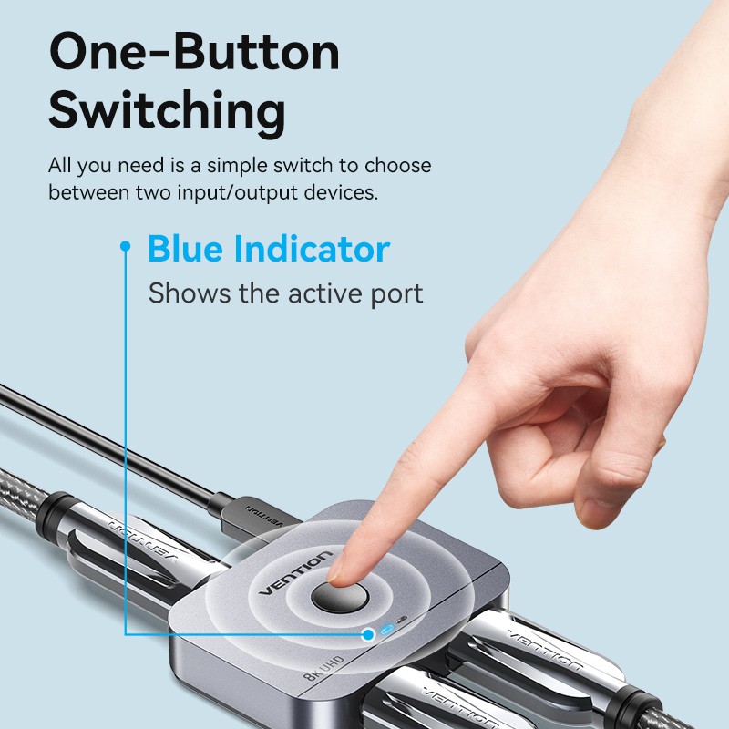 Vention HDMI Switch - AKPH0 - 2-Port 8K 2.1 Bi-Directional Metal — Buy in Cyprus with Fast Delivery