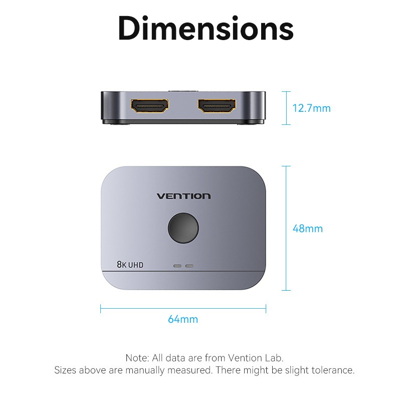 Vention HDMI Switch - AKPH0 - 2-Port 8K 2.1 Bi-Directional Metal — Buy in Cyprus with Fast Delivery