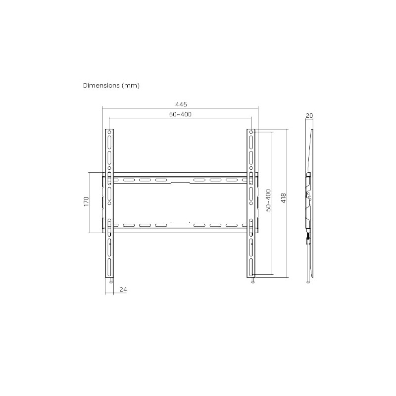 Brateck Low-Profile Fixed TV Mount 40x40 up to 45kg - KL32-44F - Low-Profile Fixed TV Mount 40x40 up to 45kg