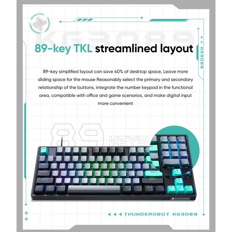 Thunderobot Black Mechanical Gaming Keyboard - KG3089 - 89 Red Switch Keys — Buy in Cyprus with Fast Delivery