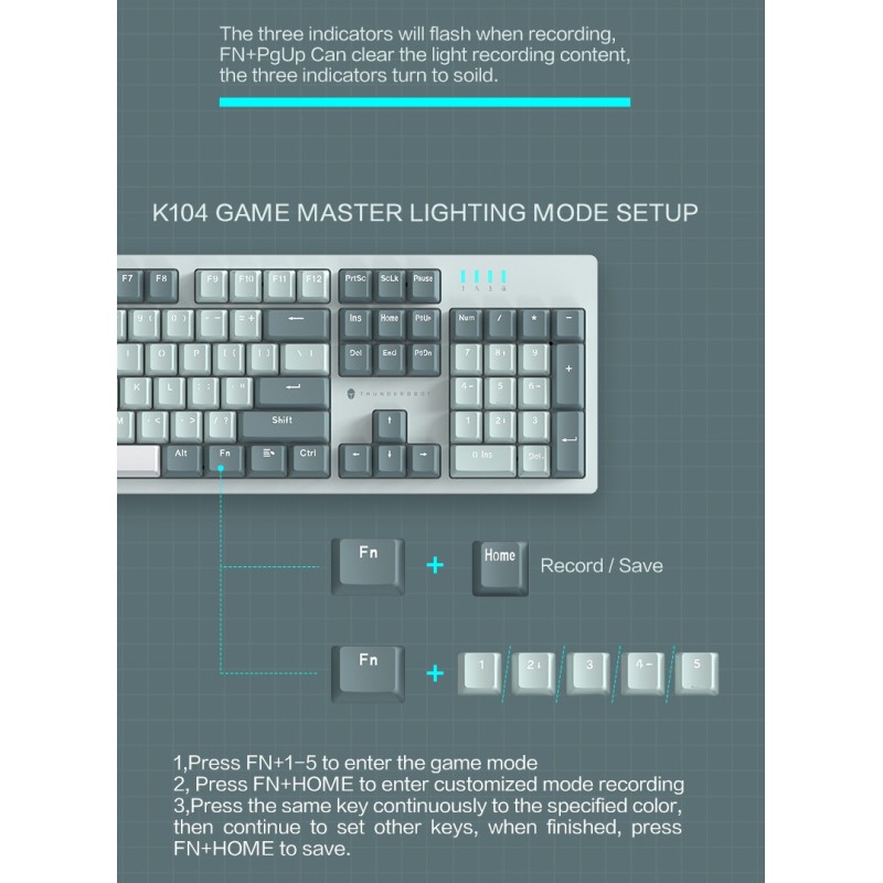 Thunderobot Gaming Mechanical Keyboard - K104 - 104 Red Switch Keys — Buy in Cyprus with Fast Delivery